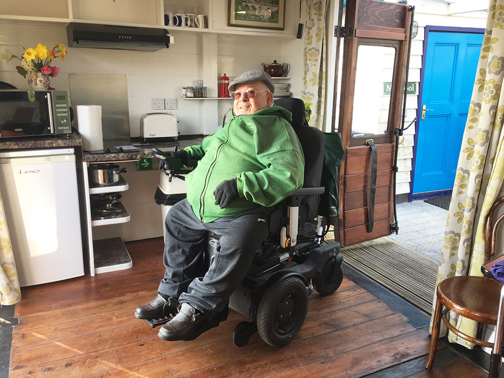 Our guest Andy in his electric wheelchair