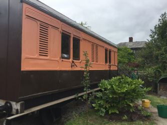 Old Luggage Van repairs to garden side - July 2020
